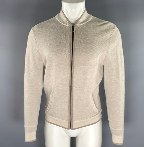 HART SCHAFFNER MARX Size M Cream Knit Wool Zip Up Jacket