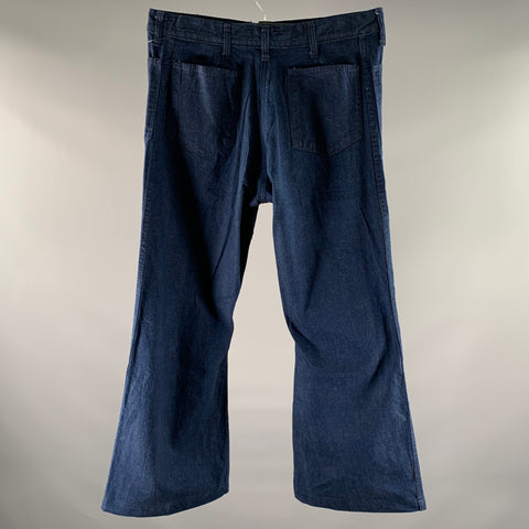 VINTAGE Size 36 Navy Heather Flared Casual Pants