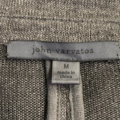 JOHN VARVATOS Size M Grey Charcoal Heather Linen Cotton Metallic Cardigan
