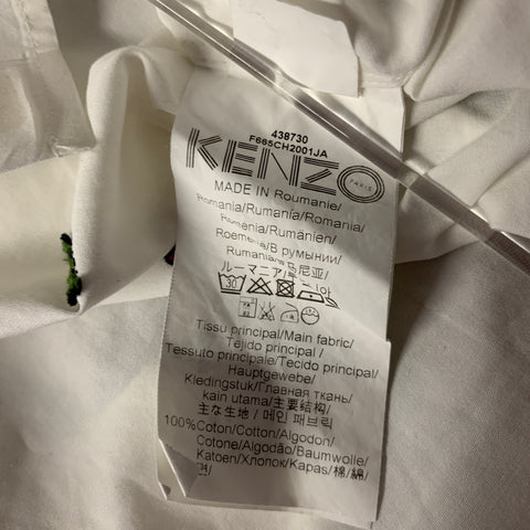 KENZO Size S White Geometric Dot Cotton Button Up Long Sleeve Shirt