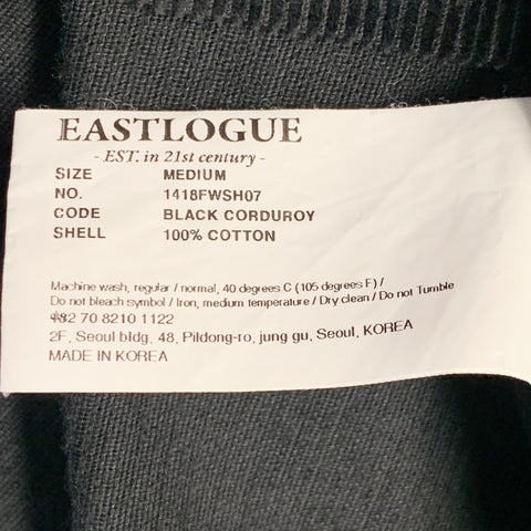 Veste sans col en velours côtelé de coton noir avec col en V EASTLOGUE Taille M