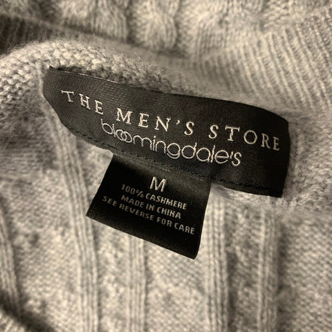 BLOOMINGDALE'S Size M Grey Knit Cashmere V-Neck Sweater
