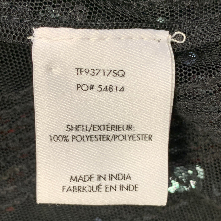 DEREK LAM Size 6 Black Polyester Sequined Stripe Mock Neck Dress Top