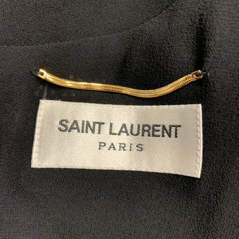 SAINT LAURENT 2019 Size XS Black Silver Viscose Rhinestones Cocktail Dress