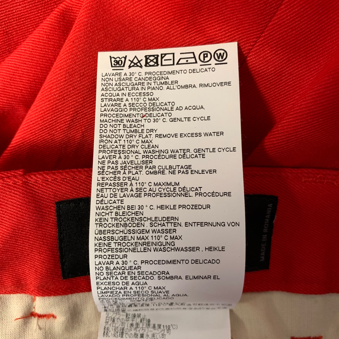 DSQUARED2 Size 34 Red Cotton Elastane Button Fly Pants