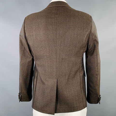 PRADA Size 42 Brown Mustard Window Pane Single Breasted Sport Coat