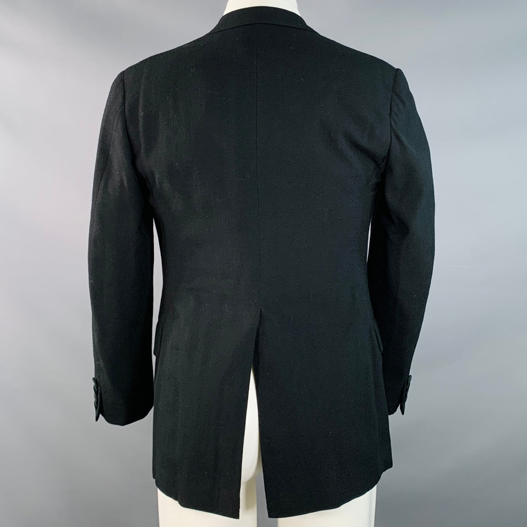 PAUL STUART Size 40 Regular Black Wool Double Breasted Peak Lapel Tuxedo Sport Coat
