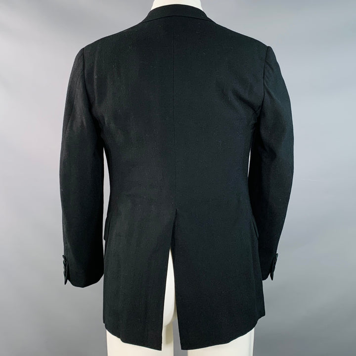 PAUL STUART Size 40 Regular Black Wool Double Breasted Peak Lapel Tuxedo Sport Coat