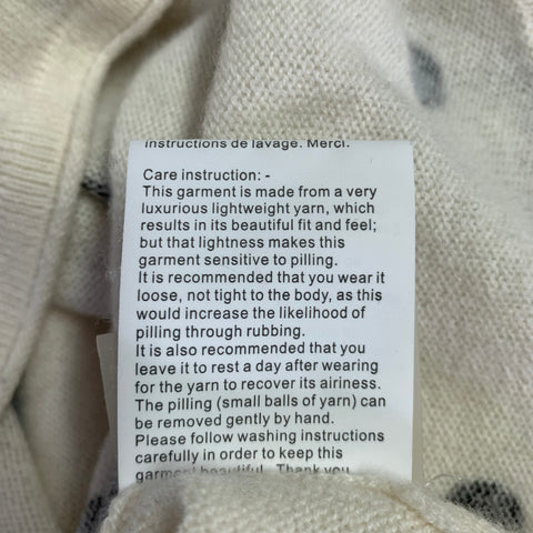 NEIMAN MARCUS Size S Beige Black Cashmere Polka Dot Crew Neck Pullover