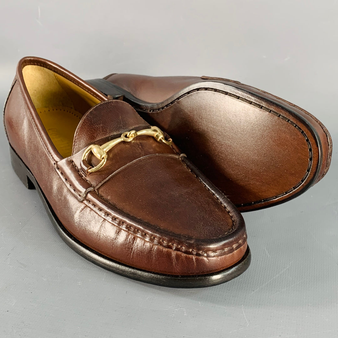COLE HAAN Vintage Size 7 Ascot II Brown Gold Leather Horsebit Loafer Flats