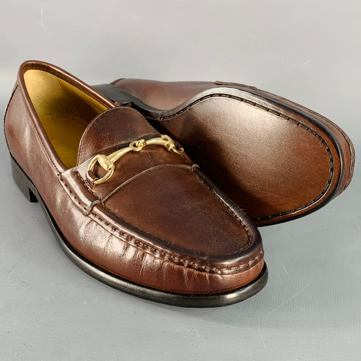 COLE HAAN Vintage Size 7 Ascot II Brown Gold Leather Horsebit Loafer Flats
