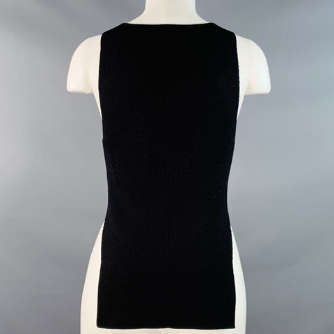 KHAITE Size XS Black Viscose Blend Rib Knit Sleeveless Casual Top