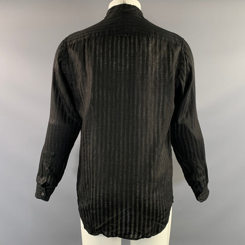 LORENZI Size S Black Stripe  Button Up Long Sleeve Shirt