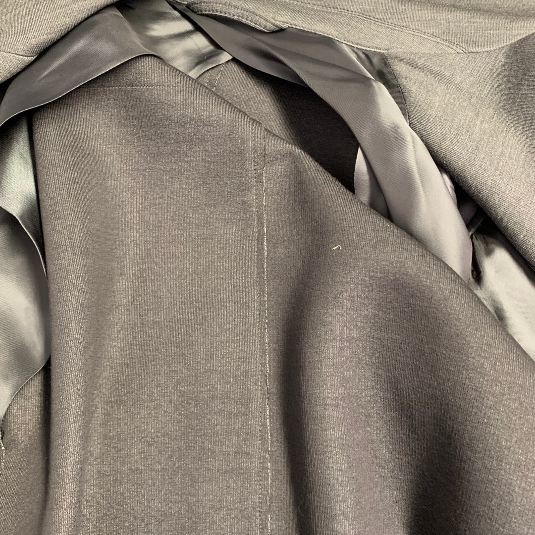 LANVIN Size M Grey Silk Cotton Blend Snaps Notch Lapel Jacket