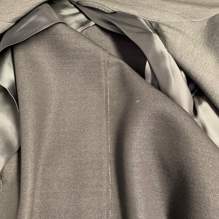 LANVIN Size M Grey Silk Cotton Blend Snaps Notch Lapel Jacket