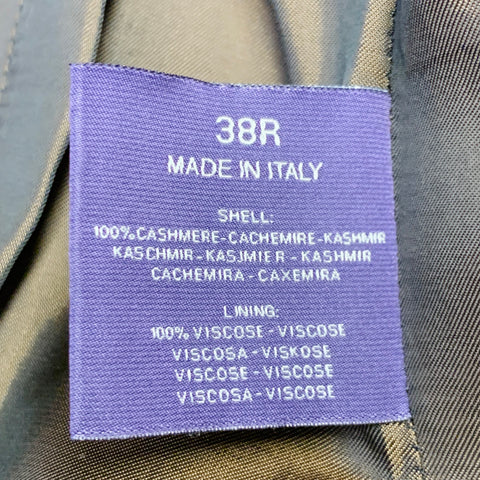 RALPH LAUREN Size 38 Regular Tan Brown Houndstooth Cashmere Peak Lapel Double Breasted Sport Coat