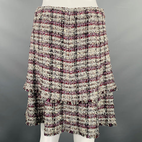 CHANEL FW2005 Size 4 Grey Purple Silk Blend Layered Skirt