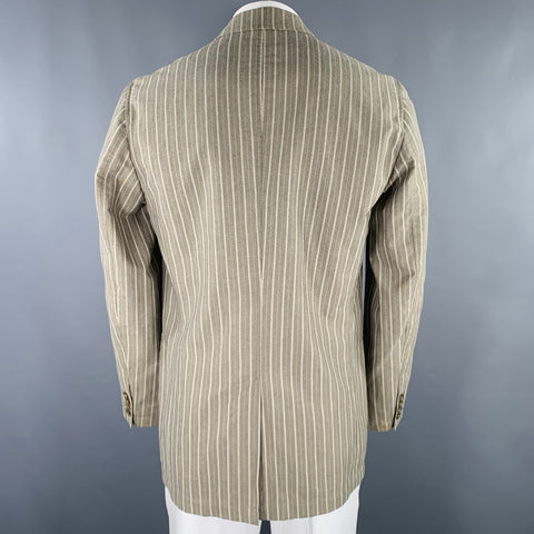 VESTIMENTA Size 42 Taupe White Stripe Cotton Notch Lapel Sport Coat