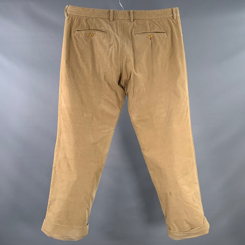 TS (S) Size XL Beige Corduroy Cotton Blend Tapered Cuffed Button Fly Casual Pants