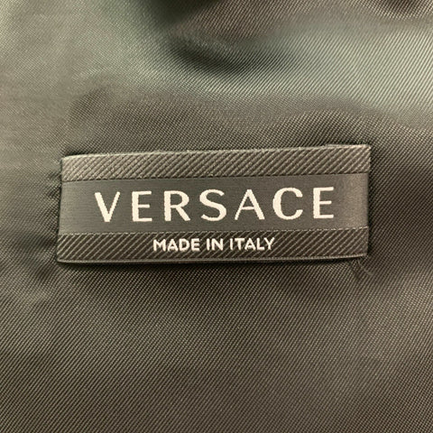 VERSACE Size 38 Black Solid Wool Silk Notch Lapel Suit