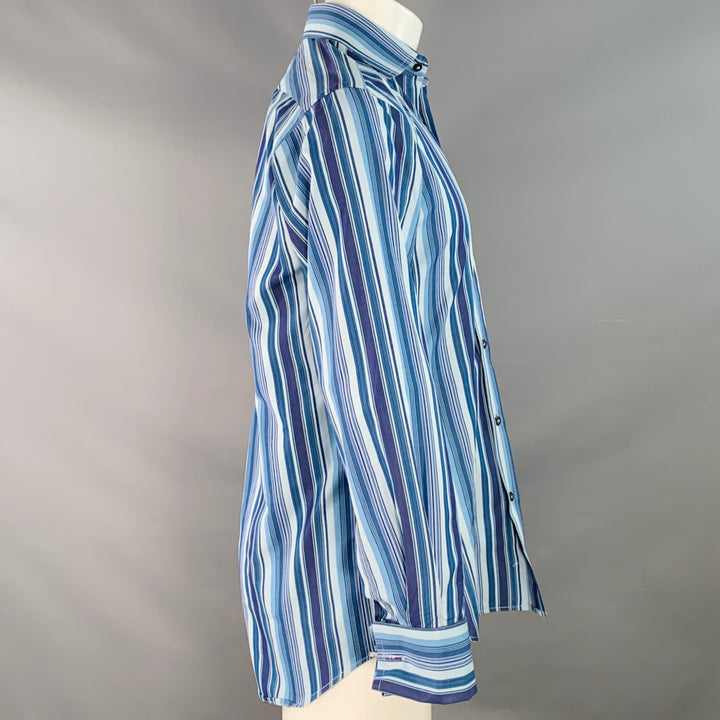 PAUL SMITH Size S Blue Navy Stripe Cotton French Cuff Long Sleeve Shirt