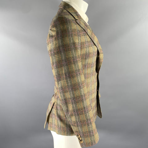 MOSCHINO Size 36 Tan Orange Glen Check Wool Elastane Sport Coat