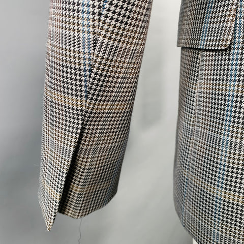 GIVENCHY Size 38 Grey Black Purple Plaid Contrast Trim Wool Blend Sport Coat