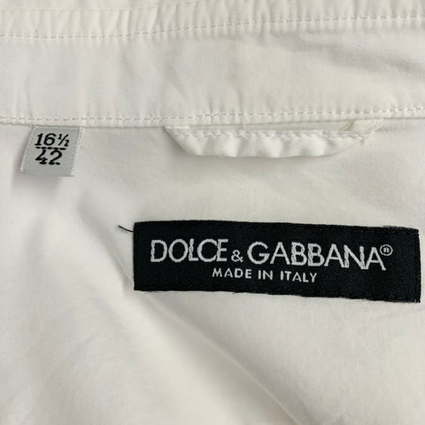 DOLCE & GABBANA Size L White Cotton Button Up Long Sleeve Shirt