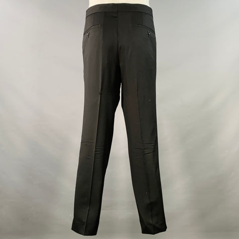 BOSS by HUGO BOSS Size 40 Black Virgin Wool Notch Lapel Tuxedo