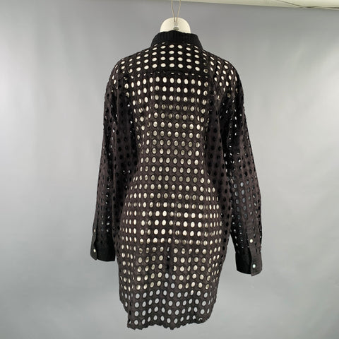 SOLID & STRIPED Size M Black Cotton Eyelet Patch Pocket Shirt