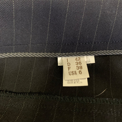 BRUNELLO CUCINELLI Size 6 Navy White Wool Blend Pinstripe Tapered Dress Pants