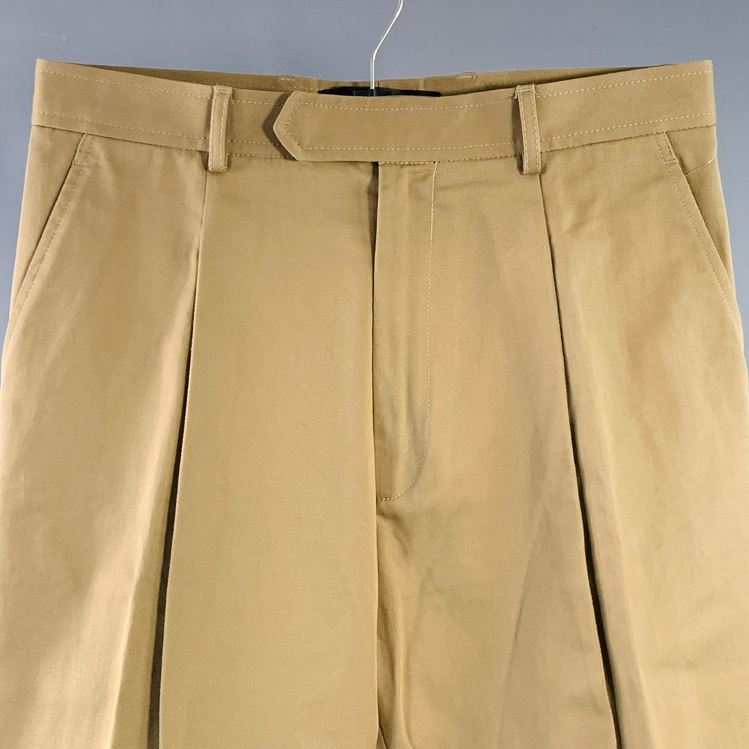 HAIDER ACKERMANN Size 32 Khaki Cotton Pleated Cropped Casual Pants