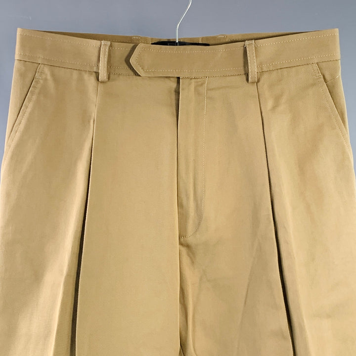 HAIDER ACKERMANN Size 32 Khaki Cotton Pleated Cropped Casual Pants