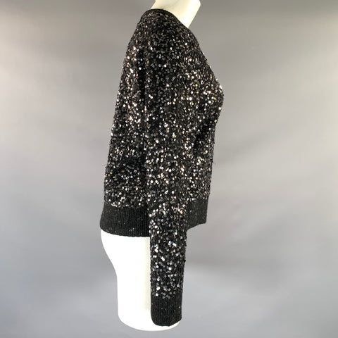 MICHAEL KORS COLLECTION  Size L Black Silver Wool Cashmere Sweater