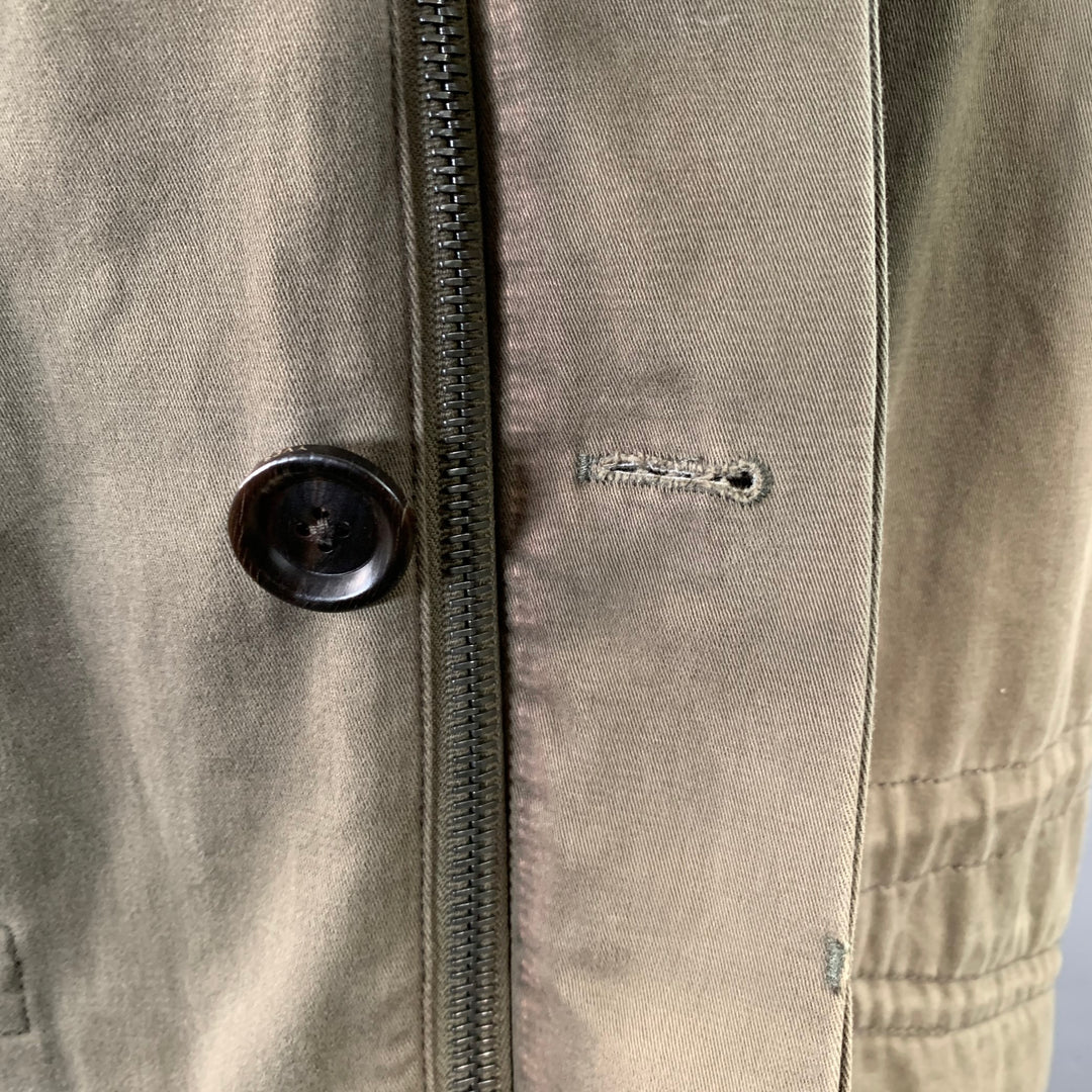 YVES SALOMON Size 36 Green Olive Acrylic Blend Fur Hooded Coat