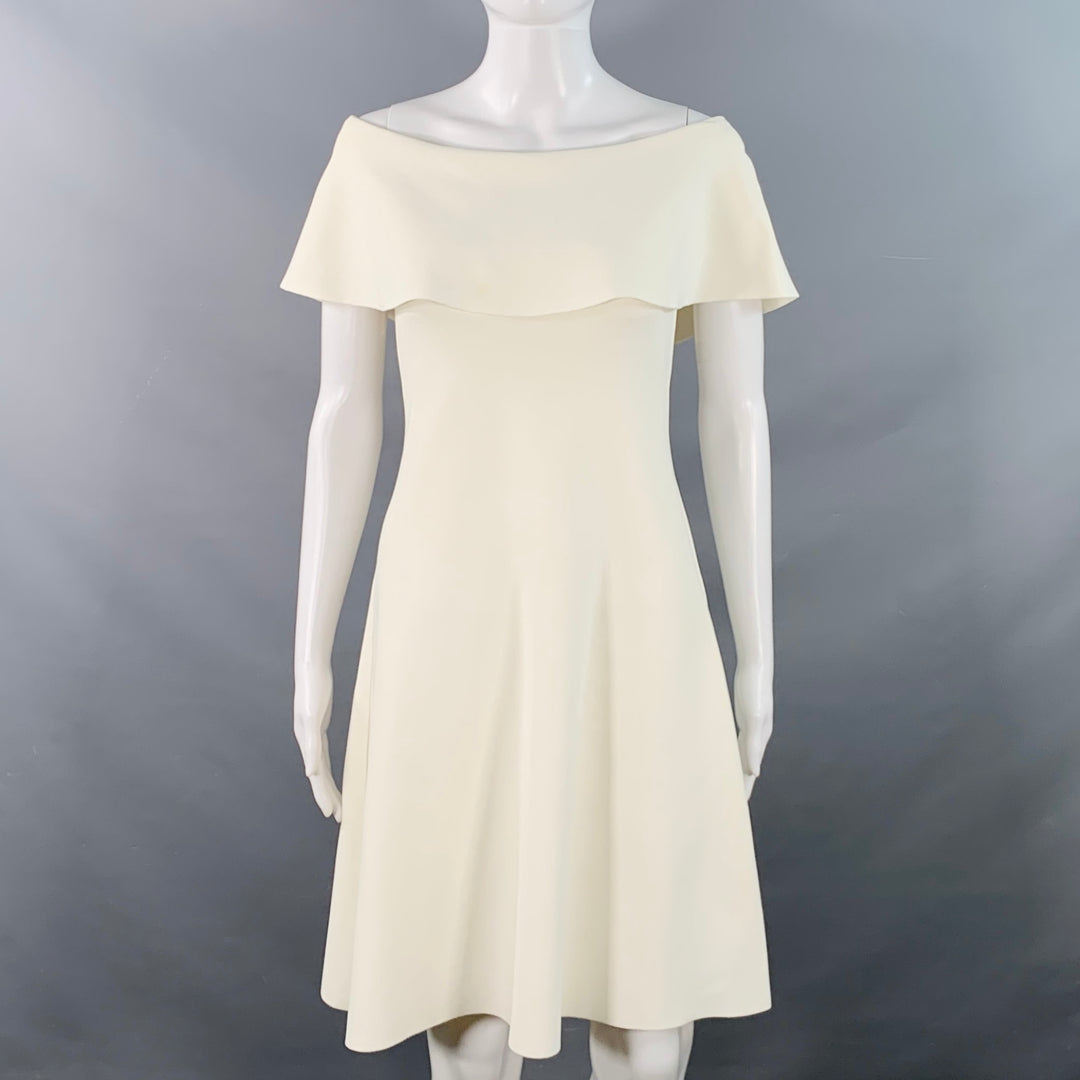 VALENTINO Size XS Cream A-Line Foldover Bateau Cocktail Dress