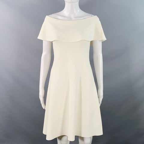 VALENTINO Size XS Cream A-Line Foldover Bateau Cocktail Dress