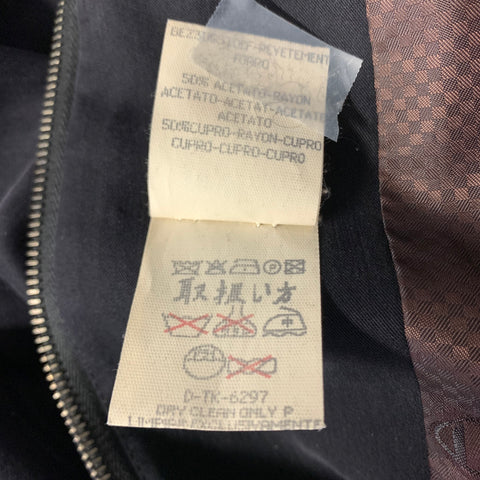 ERMENEGILDO ZEGNA Size L Black Viscose Silk Blend Pointed Collar Jacket