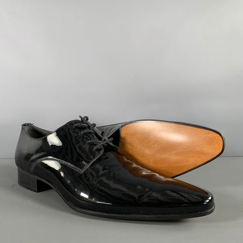 DSQUARED2 Size 9.5 Black Solid Leather Lace Up Lace Up Shoes