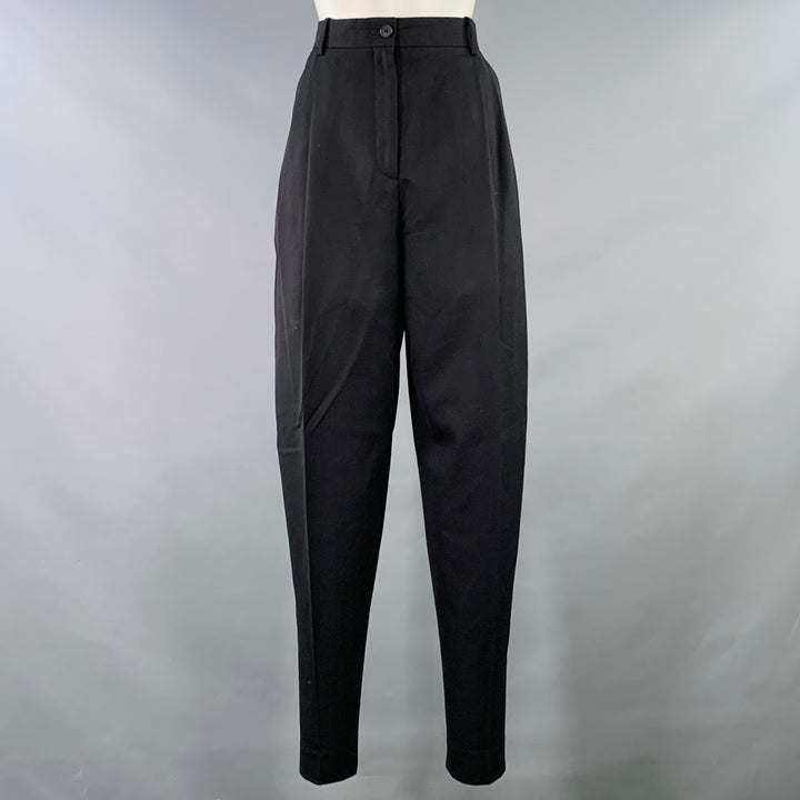 THE ROW Size 0 Black Virgin Wool Pleated Tapered Zip Fly Dress Pants