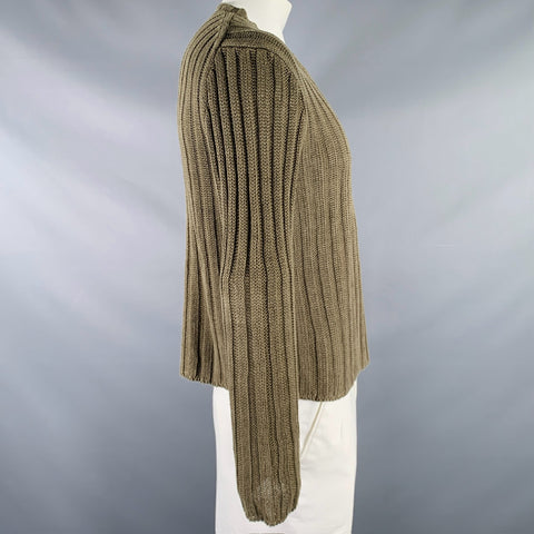POLO by RALPH LAUREN Size L Olive Green Knit Linen V-Neck Sweater