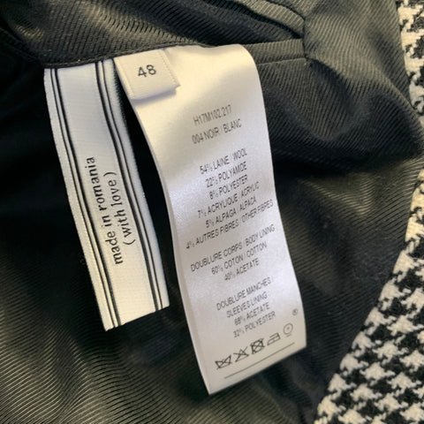 AMI by ALEXANDRE MATTIUSSI Size 38 Black White Houndstooth Wool Coat