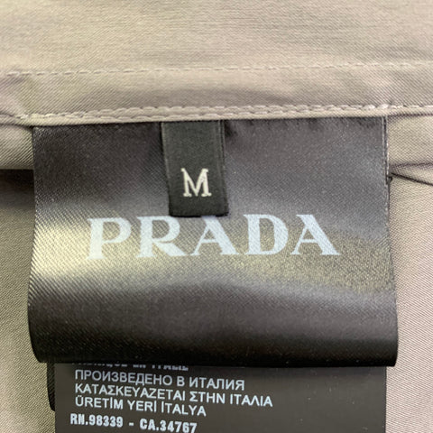 PRADA Size M Grey Cotton Blend Zip Up One Pocket Shirt Jacket