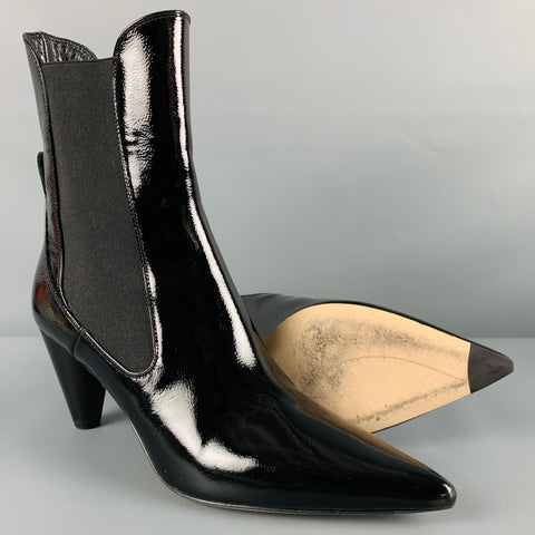 Bottes RICHARD FISCHER pointues en cuir verni noir Taille 44