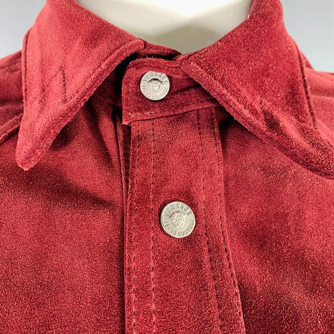 VERSACE JEANS COUTURE Size XL Burgundy Suede Western Shirt Jacket