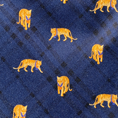 BURBERRYS Navy Gold Tigers Silk Tie