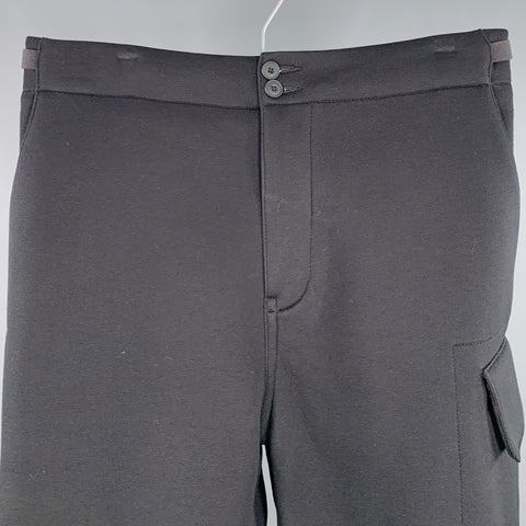 HELMUT LANG Size 32 Black Modal Side Tabs Casual Pants