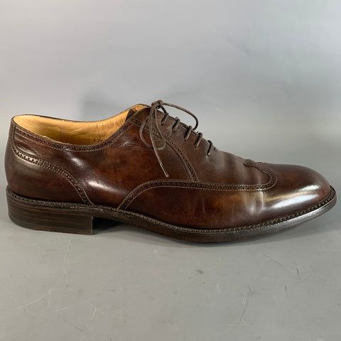 GRAVATI Size 9.5 Brown Wingtip Leather Oxford Lace Up Shoes