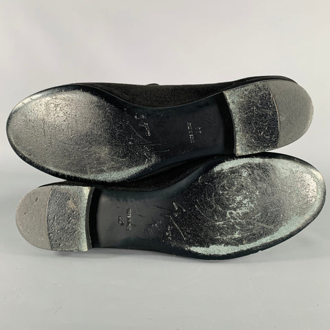 GIUSEPPE ZANOTTI Size 11 Black Textured Suede Slip On Loafers