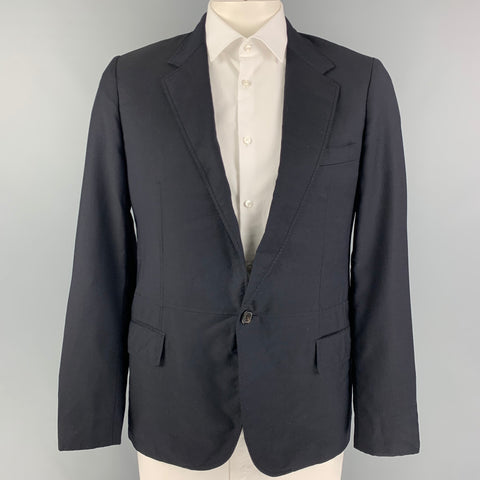 LANVIN Taille 42 Manteau de sport à revers cranté en Cupro bleu marine